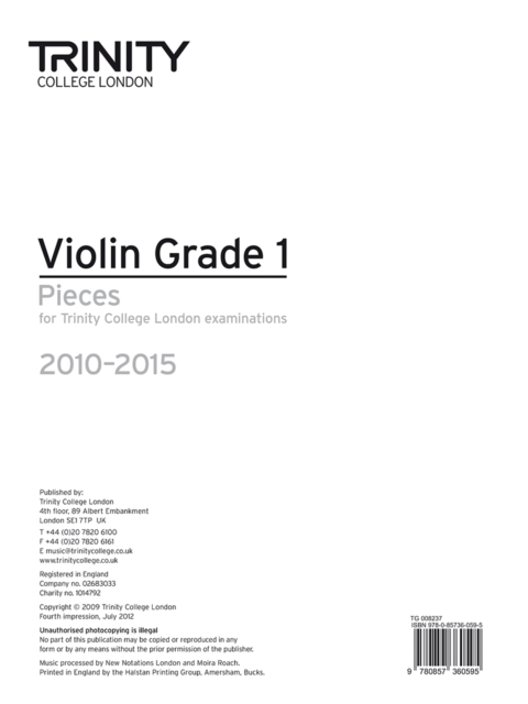 Violin Exam Pieces Grade 1 2010-2015 (part Only), Sheet music Book