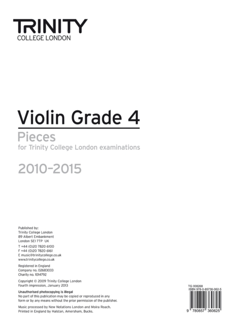 Violin Exam Pieces Grade 4 2010-2015 (part Only), Sheet music Book