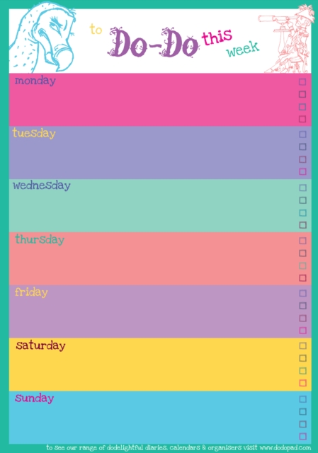 Dodo Weekly to Do Do Reminder List Planner Pad - Bright : 52 Pages for a Year's Worth of Memos, Notes and Vital Reminders to Plan and Do This Week, Loose-leaf Book