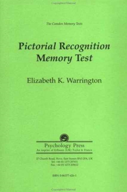 The Camden Memory Tests : Pictorial Recognition Memory Test Pictorial Recognition Memory Test, Mixed media product Book