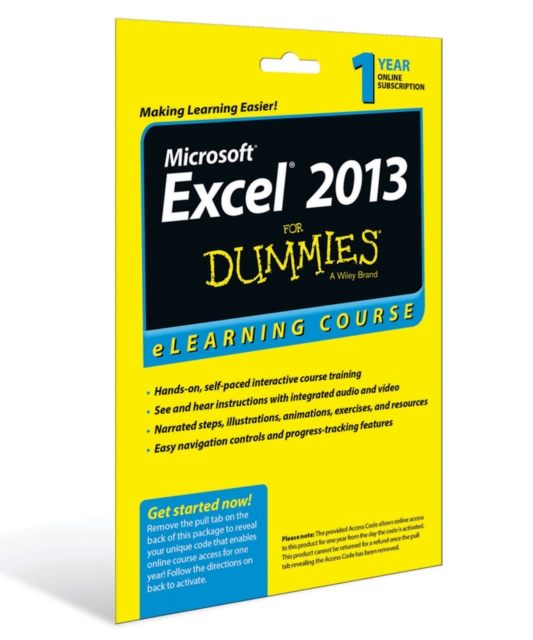 Excel 2013 For Dummies eLearning Course Access Code Card (12 Month Subscription), Other digital Book