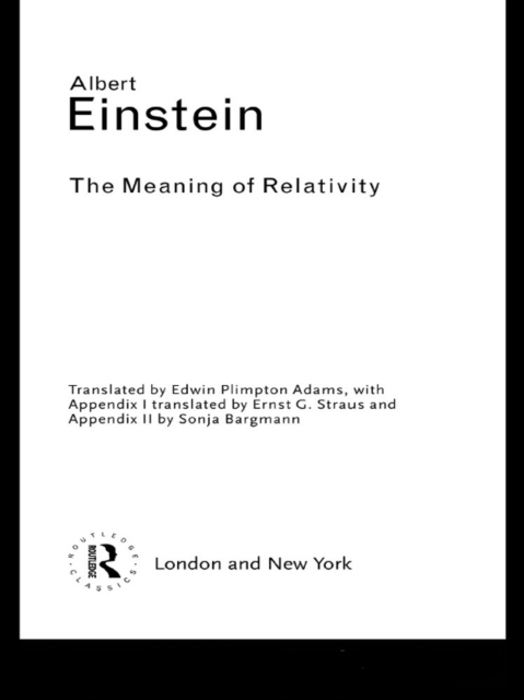 The Meaning of Relativity, EPUB eBook