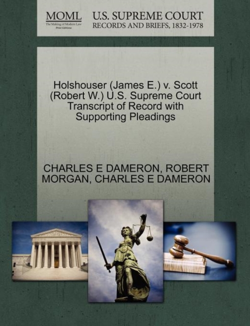 Holshouser (James E.) V. Scott (Robert W.) U.S. Supreme Court Transcript of Record with Supporting Pleadings, Paperback / softback Book