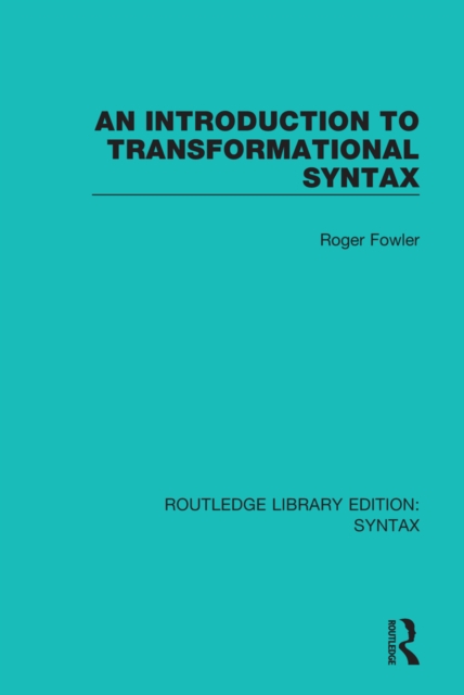 An Introduction to Transformational Syntax, PDF eBook
