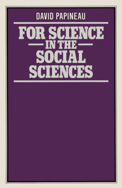 For Science in the Social Sciences, PDF eBook