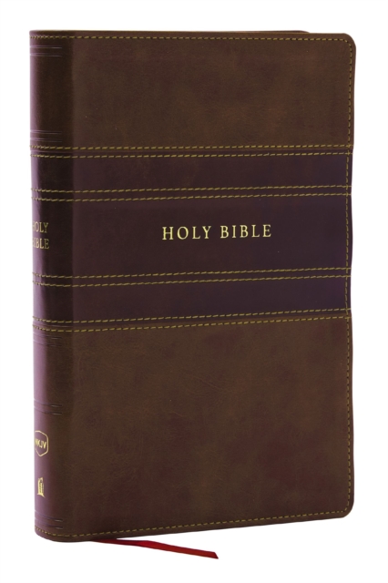 NKJV Personal Size Large Print Bible with 43,000 Cross References, Brown Leathersoft, Red Letter, Comfort Print (Thumb Indexed), Leather / fine binding Book