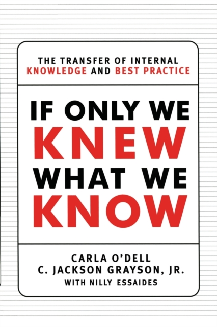 If Only We Knew What We Know : The Transfer of Internal Knowledge and Best Practice, Paperback / softback Book