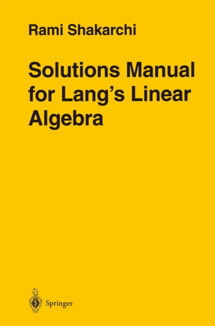 Solutions Manual for Lang's Linear Algebra, PDF eBook