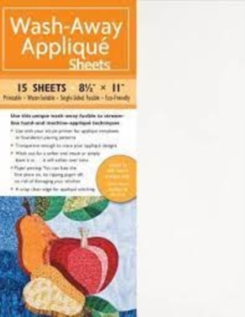 Wash-Away Applique Sheets : 15 Sheets * 8 1/2" x 11" * Printable * Water Soluble * Single-Sided Fusible * ECO-Friendly, General merchandise Book