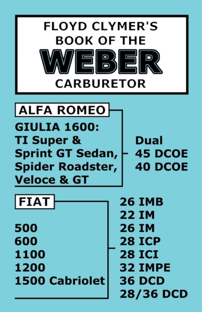 Floyd Clymer's Book of the Weber Carburetor, Paperback / softback Book