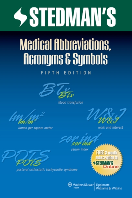 Stedman's Medical Abbreviations, Acronyms & Symbols, Paperback / softback Book