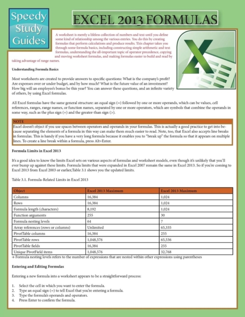 Excel 2013 Formulas (Speedy Study Guide), Paperback / softback Book