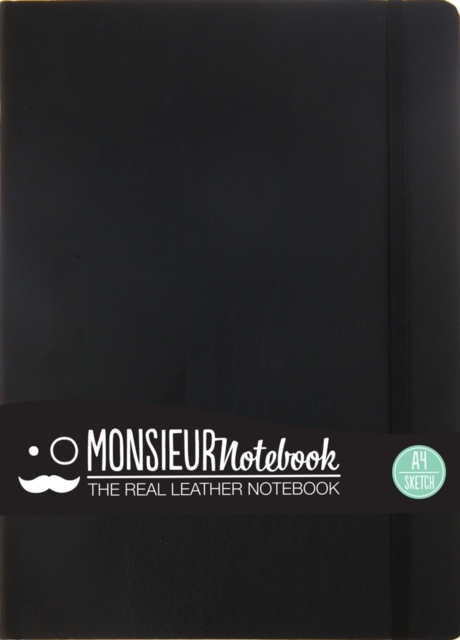 Monsieur Notebook - Real Leather A4 Black Sketch, Leather / fine binding Book