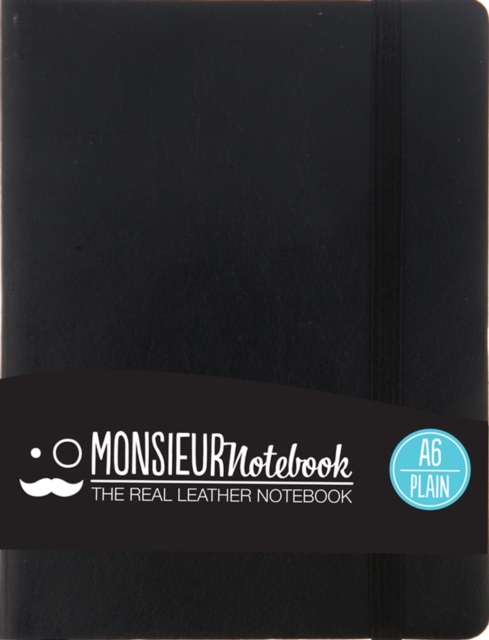 Monsieur Notebook Leather Journal - Black Plain Small A6, Leather / fine binding Book