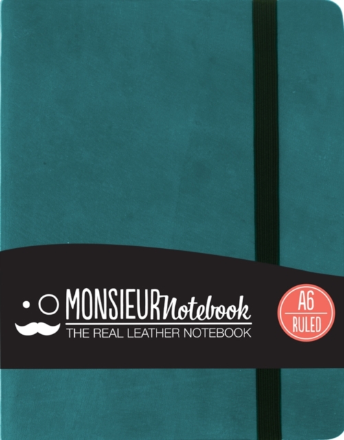 Monsieur Notebook - Real Leather A6 Turquoise Ruled, Leather / fine binding Book