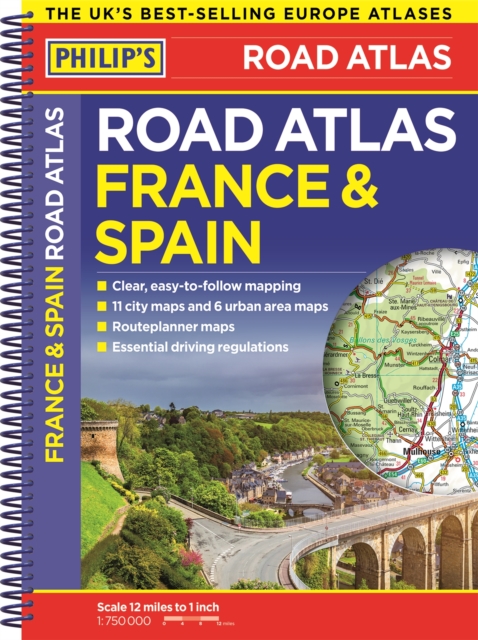Philip's France and Spain Road Atlas, Spiral bound Book