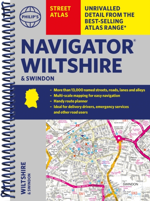 Philip's Navigator Street Atlas Wiltshire and Swindon, Spiral bound Book