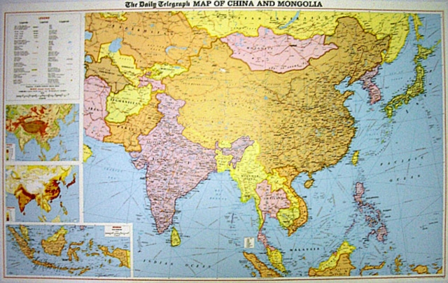 The "Daily Telegraph" China and Mongolia Wall Political Map : With India, S.E.Asia and Japan, Sheet map, rolled Book