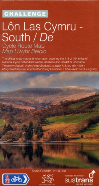 Lon Las Cymru South - Sustrans Cycle Route Map - NN8A : The Official Route Map and Information Covering the 118 or 104 Miles of the National Cycle Network Between Llanidloes and Cardiff or Chepstow, Sheet map, folded Book