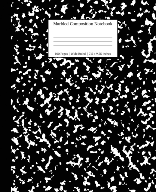 Marbled Composition Notebook : Black Marble Wide Ruled Paper Subject Book, Paperback / softback Book