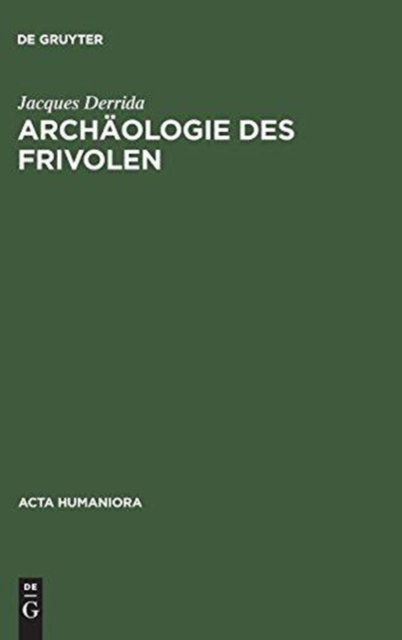 Die Archaeologie DES Frivolen, Hardback Book