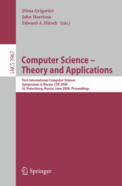 Computer Science -- Theory and Applications : First International Symposium on Computer Science in Russia, CSR 2006, St. Petersburg, Russia, June 8-12, 2006, Proceedings, PDF eBook