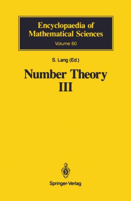 Number Theory III : Diophantine Geometry, Hardback Book