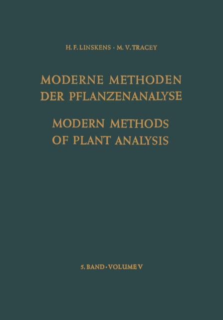 Modern Methods of Plant Analysis / Moderne Methoden der Pflanzenanalyse, PDF eBook