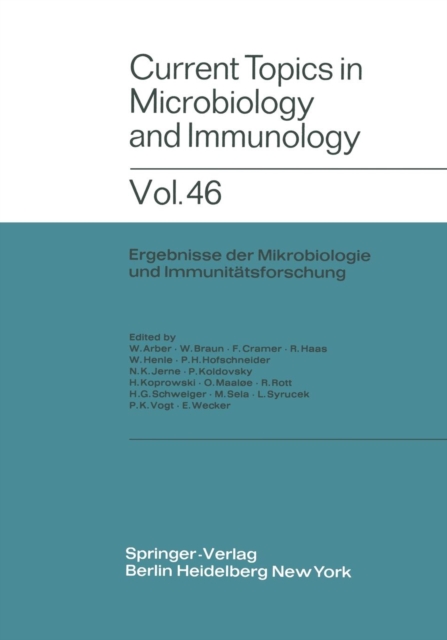 Current Topics in Microbiology and Immunology / Ergebnisse der Mikrobiologie und Immunitatsforschung, Paperback / softback Book
