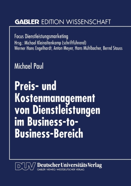 Preis- Und Kostenmanagement Von Dienstleistungen Im Business-To-Business-Bereich, Paperback / softback Book
