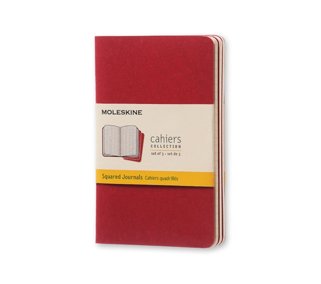 Moleskine Squared Cahier - Red Cover (3 Set), Multiple copy pack Book