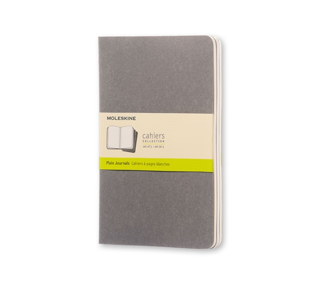 Moleskine Pebble Grey Plain Cahier Large Journal (3 Set), Diary Book