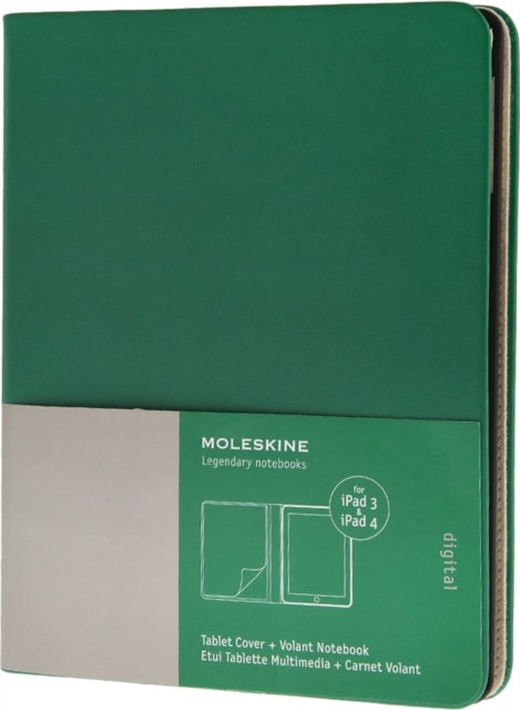 Ipad 3 and 4 Moleskine Oxide Green Slim Digital Cover with Notebook, General merchandise Book
