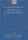 An Inventory of Archaic and Classical Poleis - Book