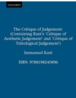 The Critique of Judgement : (Containing Kant's `Critique of Aesthetic Judgement' and `Critique of Teleological Judgement') - Book