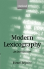 Modern Lexicography : An Introduction - Book