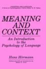 Meaning and Context : An Introduction to the Psychology of Language - Book