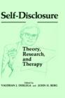 Self-Disclosure : Theory, Research, and Therapy - Book