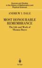 Most Honourable Remembrance : The Life and Work of Thomas Bayes - Book