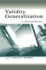 Validity Generalization : A Critical Review - Book