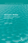 Economic Studies (Routledge Revivals) : Contributions to the Critique of Economic Theory - Book