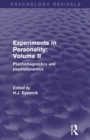 Experiments in Personality: Volume 2 (Psychology Revivals) : Psychodiagnostics and psychodynamics - Book