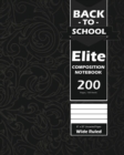 Back To School Elite Notebook, Wide Ruled Lined 8 x 10 Inch, Grade School, Students, Large 100 Sheet Notebook Black - Book