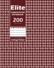 Elite Composition Notebook, Collage Ruled 8 x 10 Inch, Large 100 Sheet, Red Cover - Book