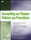 Accounting and Finance Policies and Procedures, (with URL) - Book
