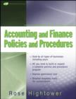 Accounting and Finance Policies and Procedures - eBook