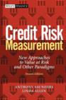 Credit Risk Measurement : New Approaches to Value at Risk and Other Paradigms - Book