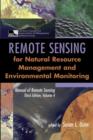 Manual of Remote Sensing : Remote Sensing for Natural Resource Management and Environmental Monitoring - Book