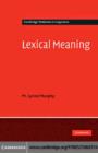 Lexical Meaning - M. Lynne Murphy