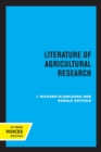 Literature of Agricultural Research - Book